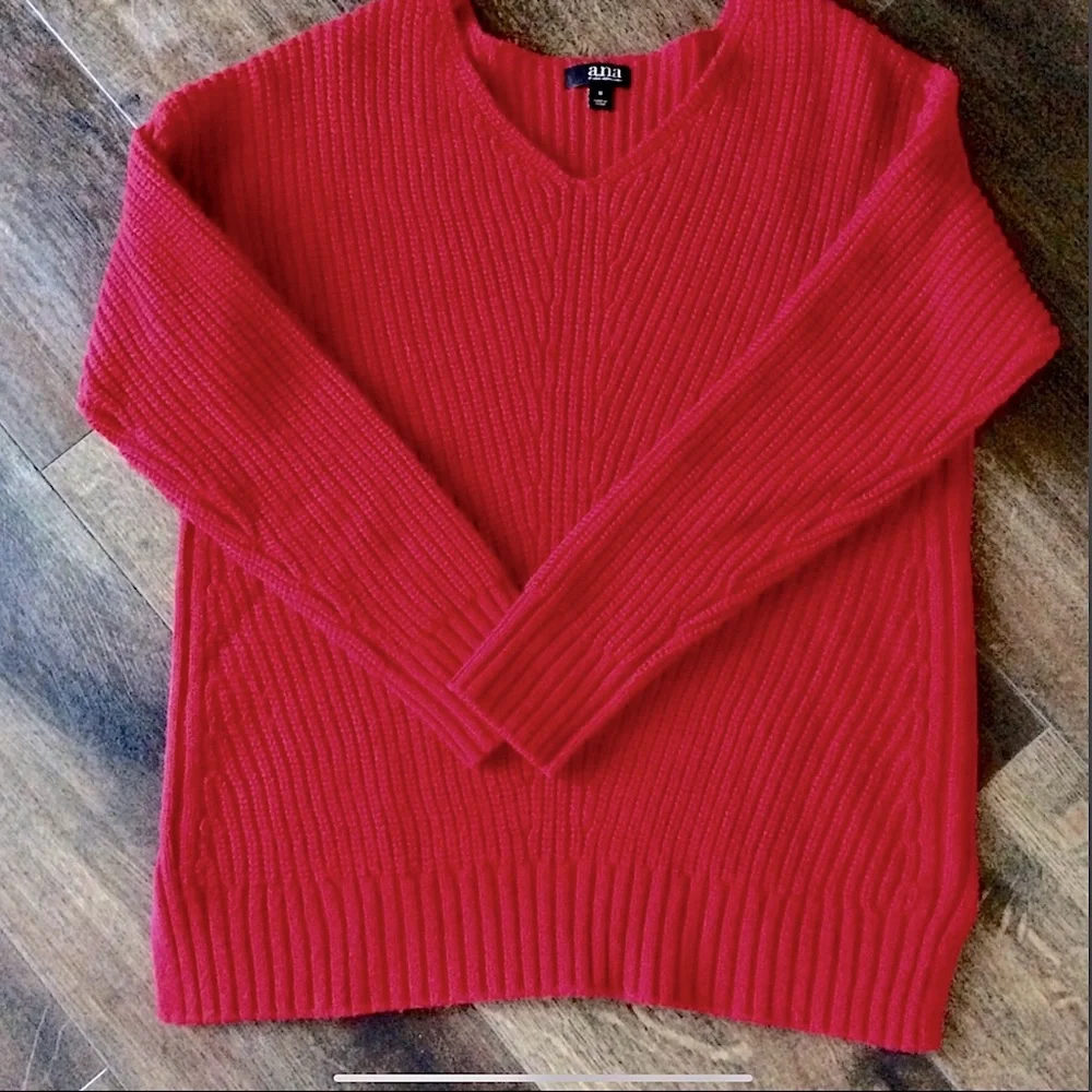 a.n.a. Oversized V-neck Shaker Sweater Red M